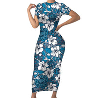 Karakarawa Bula Fiji Short Sleeve Bodycon Dress Fijian Tapa Seamless Hibiscus - Polynesian Pride