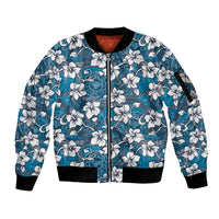 Karakarawa Bula Fiji Sleeve Zip Bomber Jacket Fijian Tapa Seamless Hibiscus - Polynesian Pride