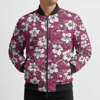 Piqi Bula Fiji Bomber Puffer Jacket Fijian Tapa Seamless Hibiscus - Polynesian Pride