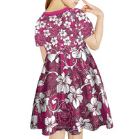 Piqi Bula Fiji Kid Short Sleeve Dress Fijian Tapa Seamless Hibiscus - Polynesian Pride
