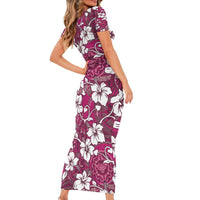 Piqi Bula Fiji Short Sleeve Bodycon Dress Fijian Tapa Seamless Hibiscus - Polynesian Pride