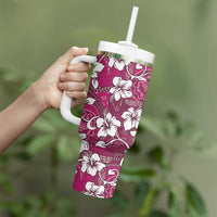 Piqi Bula Fiji Tumbler With Handle Fijian Tapa Seamless Hibiscus - Polynesian Pride