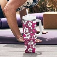 Piqi Bula Fiji Tumbler With Handle Fijian Tapa Seamless Hibiscus - Polynesian Pride