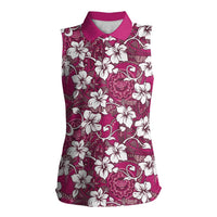 Piqi Bula Fiji Women Sleeveless Polo Shirt Fijian Tapa Seamless Hibiscus - Polynesian Pride