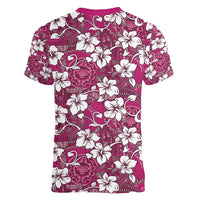 Piqi Bula Fiji Women V-Neck T-Shirt Fijian Tapa Seamless Hibiscus LT14 - Polynesian Pride