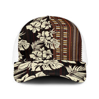 Bula Fiji Masi Baseball Net Cap Tapa Tropical Hibiscus Half Stylized - Polynesian Pride