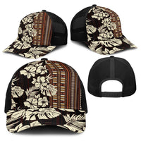 Bula Fiji Masi Baseball Net Cap Tapa Tropical Hibiscus Half Stylized - Polynesian Pride