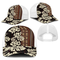 Bula Fiji Masi Baseball Net Cap Tapa Tropical Hibiscus Half Stylized - Polynesian Pride