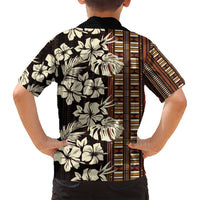 Bula Fiji Masi Family Matching Off Shoulder Short Dress and Hawaiian Shirt Tapa Tropical Hibiscus Half Stylized - Polynesian Pride