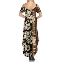 Bula Fiji Masi Family Matching Summer Maxi Dress and Hawaiian Shirt Tapa Tropical Hibiscus Half Stylized LT14 - Polynesian Pride