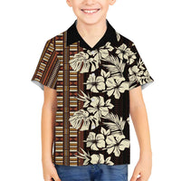 Bula Fiji Masi Family Matching Summer Maxi Dress and Hawaiian Shirt Tapa Tropical Hibiscus Half Stylized LT14 Son's Shirt Brown - Polynesian Pride