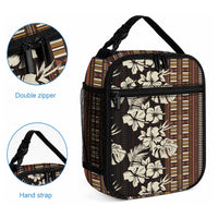 Bula Fiji Masi Lunch Bag Tapa Tropical Hibiscus Half Stylized