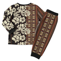 Bula Fiji Masi Christmas Pajama Set Tapa Tropical Hibiscus Half Stylized - Polynesian Pride