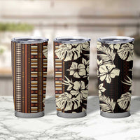 Bula Fiji Masi Tumbler Cup Tapa Tropical Hibiscus Half Stylized - Polynesian Pride