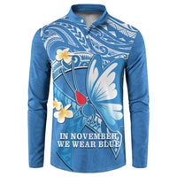 Polynesia Diabetes Awareness Month Button Sweatshirt In November We Wear Blue