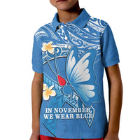 Polynesia Diabetes Awareness Month Kid Polo Shirt In November We Wear Blue
