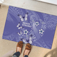 Polynesia Stomach Cancer Awareness Rubber Doormat Periwinkle Ribbon Brave Strong!