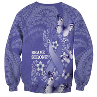 Polynesia Stomach Cancer Awareness Sweatshirt Periwinkle Ribbon Brave Strong!