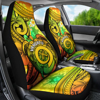 Halo Vanuatu Car Seat Cover Sand Drawing Turtle Polynesian Tropical Flowers LT14 - Polynesian Pride