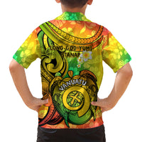 Halo Vanuatu Family Matching Short Sleeve Bodycon Dress and Hawaiian Shirt Sand Drawing Turtle Polynesian Tropical Flowers LT14 - Polynesian Pride