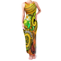 Halo Vanuatu Family Matching Tank Maxi Dress and Hawaiian Shirt Sand Drawing Turtle Polynesian Tropical Flowers LT14 Mom's Dress Reggae - Polynesian Pride