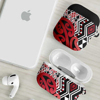 New Zealand AirPods Case Aotearoa Kowhaiwhai Mix Taniko Art - Red - Polynesian Pride