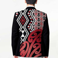 New Zealand Blazer Aotearoa Kowhaiwhai Mix Taniko Art - Red - Polynesian Pride