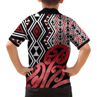 New Zealand Family Matching Summer Maxi Dress and Hawaiian Shirt Aotearoa Kowhaiwhai Mix Taniko Art - Red LT14 - Polynesian Pride
