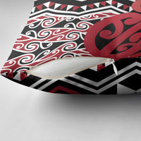 New Zealand Pillow Cover Aotearoa Kowhaiwhai Mix Taniko Art - Red - Polynesian Pride