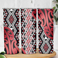 New Zealand Skinny Tumbler Aotearoa Kowhaiwhai Mix Taniko Art - Red LT14 - Polynesian Pride