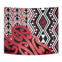 New Zealand Tapestry Aotearoa Kowhaiwhai Mix Taniko Art - Red