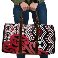 New Zealand Travel Bag Aotearoa Kowhaiwhai Mix Taniko Art - Red - Polynesian Pride
