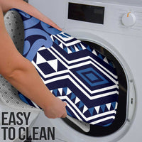 New Zealand Bathroom Set Aotearoa Kowhaiwhai Mix Taniko Art - Blue - Polynesian Pride