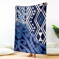 New Zealand Blanket Aotearoa Kowhaiwhai Mix Taniko Art - Blue