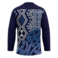 New Zealand Hockey Jersey Aotearoa Kowhaiwhai Mix Taniko Art - Blue - Polynesian Pride