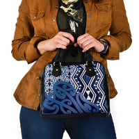 New Zealand Shoulder Handbag Aotearoa Kowhaiwhai Mix Taniko Art - Blue