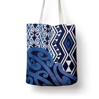 New Zealand Tote Bag Aotearoa Kowhaiwhai Mix Taniko Art - Blue - Polynesian Pride