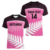 Custom New Zealand Aotearoa Cricket Women V-Neck T-Shirt Go White Silver Fern