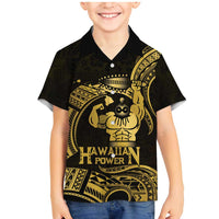 Gold Hawaii Ikaika Warrior Family Matching Mermaid Dress and Hawaiian Shirt Hawaiian Power