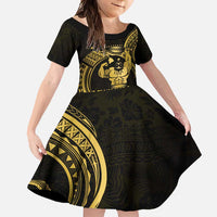 Gold Hawaii Ikaika Warrior Family Matching Off Shoulder Maxi Dress and Hawaiian Shirt Hawaiian Power