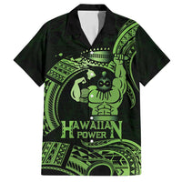 Green Hawaii Ikaika Warrior Family Matching Off Shoulder Maxi Dress and Hawaiian Shirt Hawaiian Power