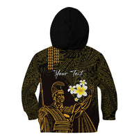 Personalised Hawaii King Kamehameha Day Kid Hoodie Plumeria With Kakau Pattern - Gold