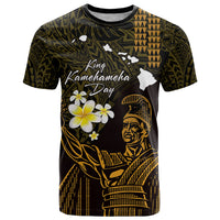 Personalised Hawaii King Kamehameha Day T Shirt Plumeria With Kakau Pattern - Gold