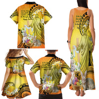 Polynesia Easter Day Family Matching Tank Maxi Dress and Hawaiian Shirt He Is Risen Lilium Longiflorum Polynesian Pattern
