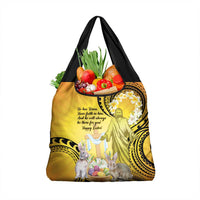 Polynesia Easter Day Grocery Bag He Is Risen Lilium Longiflorum Polynesian Pattern