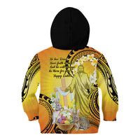 Polynesia Easter Day Kid Hoodie He Is Risen Lilium Longiflorum Polynesian Pattern