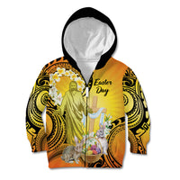 Polynesia Easter Day Kid Hoodie He Is Risen Lilium Longiflorum Polynesian Pattern