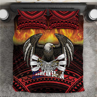 Fautasi Race Day American Samoa Bedding Set Bald Eagle Polynesian Tattoo
