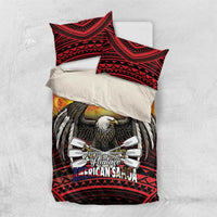 Fautasi Race Day American Samoa Bedding Set Bald Eagle Polynesian Tattoo