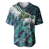 Turquoise Traditional Cloak Aotearoa Baseball Jersey Maori Paua Shell Korowai Pattern LT14 Turquoise - Polynesian Pride